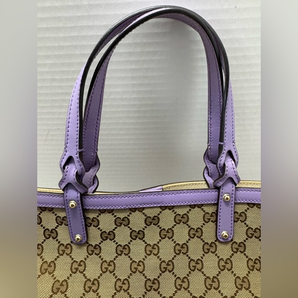 100% Authentic Gucci Monogram Small Craft Tote Lilac with pouch - Picture 6 of 13